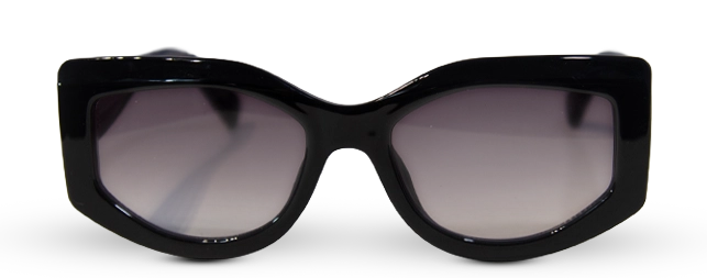 Óculos de sol modelo Black Bat com design geométrico e lentes escuras Let's Brasil.